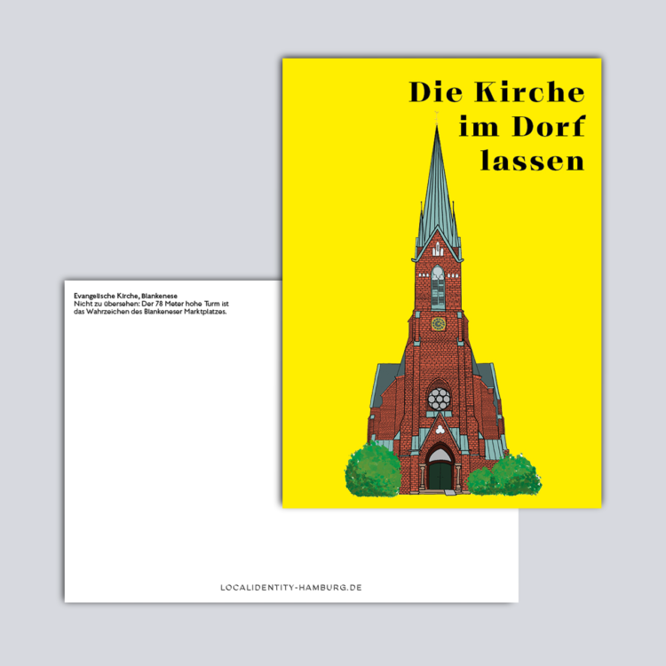 Postkarte Kirche am Markt Hamburg Blankenese
