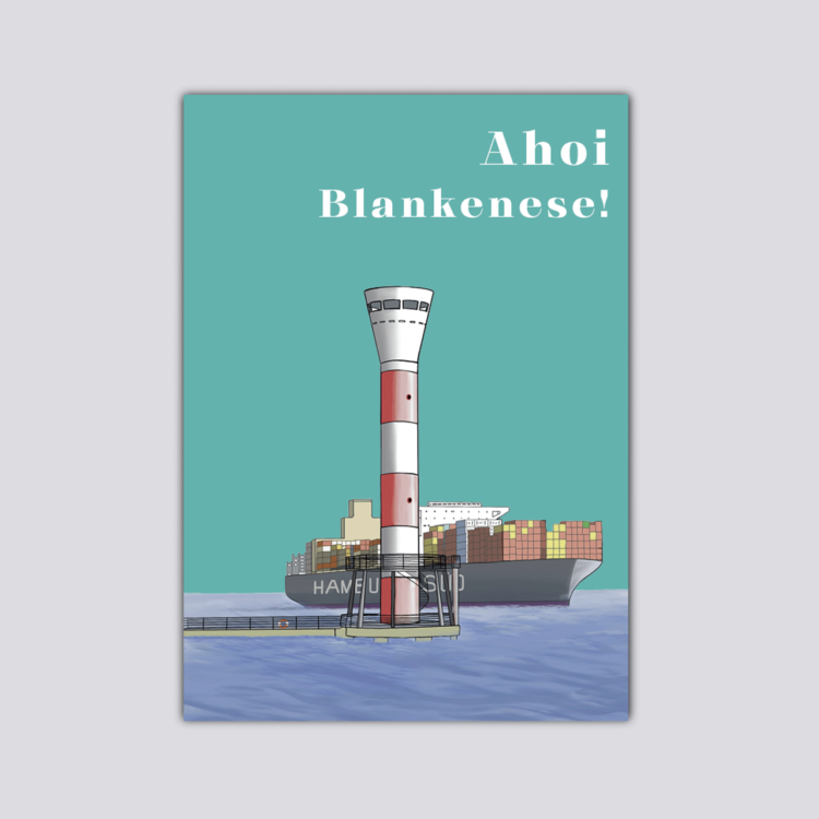 Postkarte Souvenir Leuchtturm Blankenese